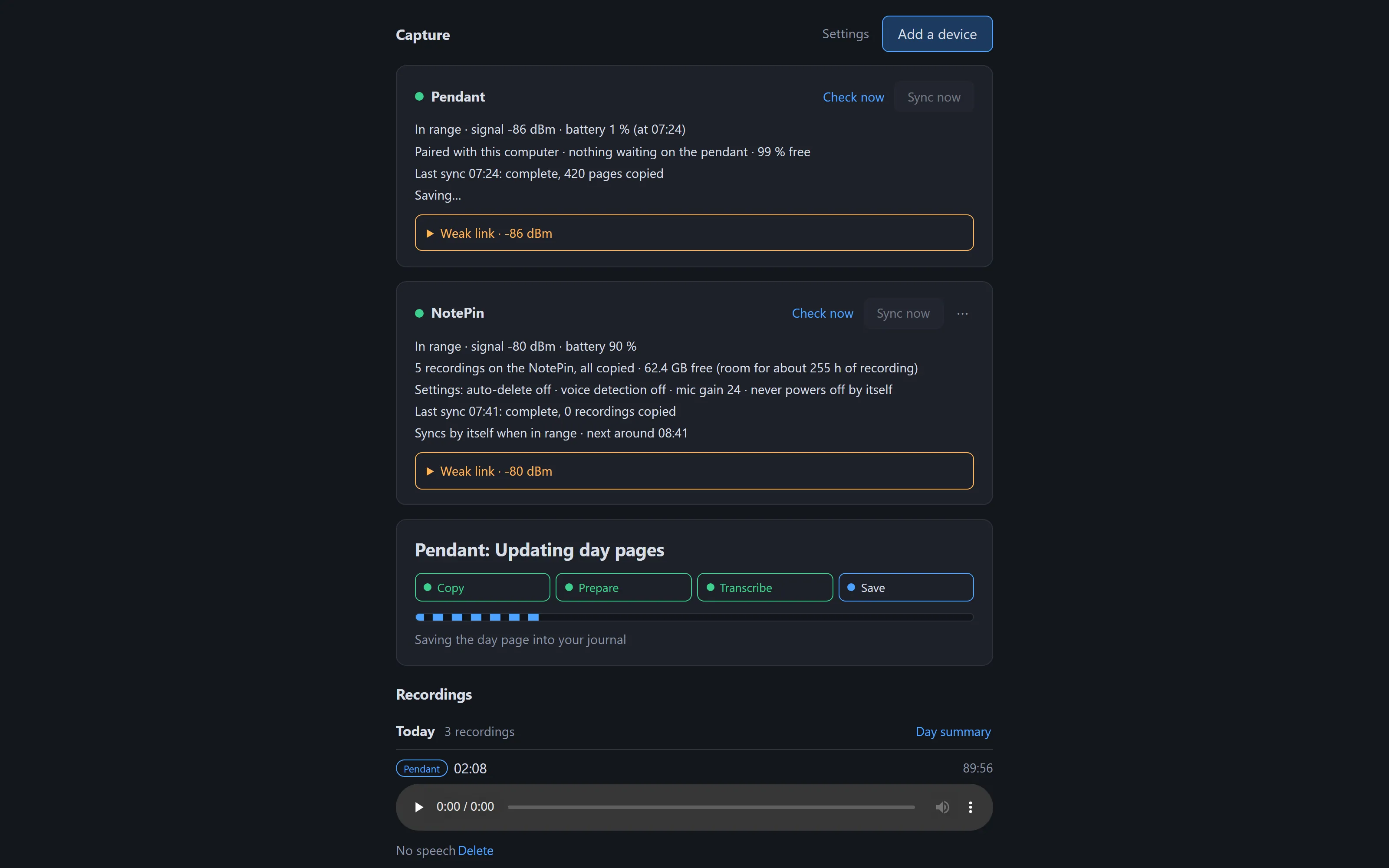 Sync stepper mid-run: Copy, Prepare, Transcribe, Save